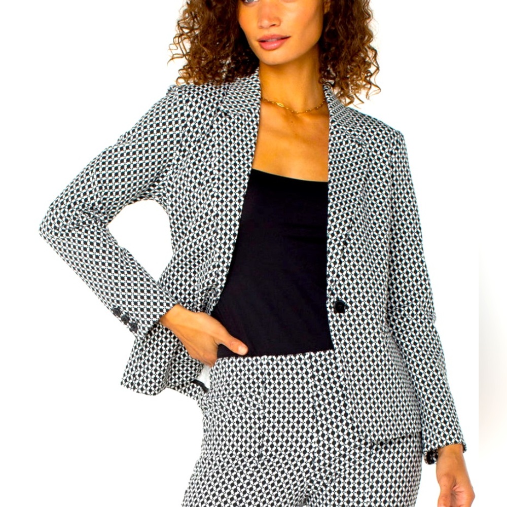 NWOT Zara Black and White Houndstooth Blazer Size L